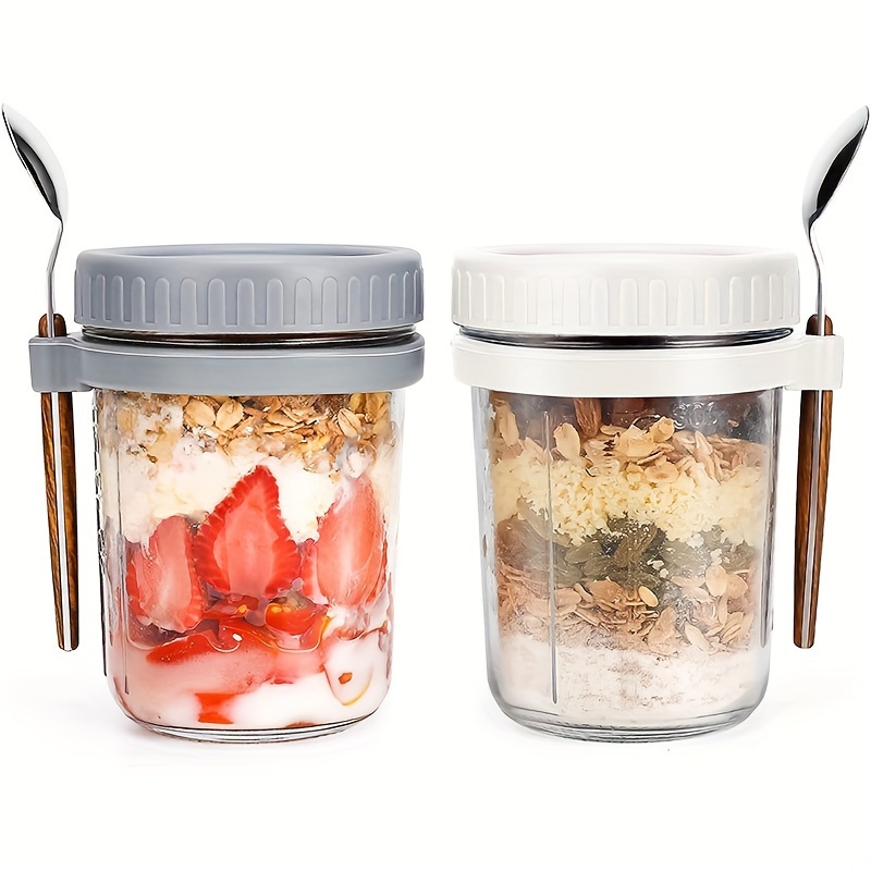 Overnight Oat Jar - 1pc/2pcs Glass Oatmeal Cup, Overnight Oats