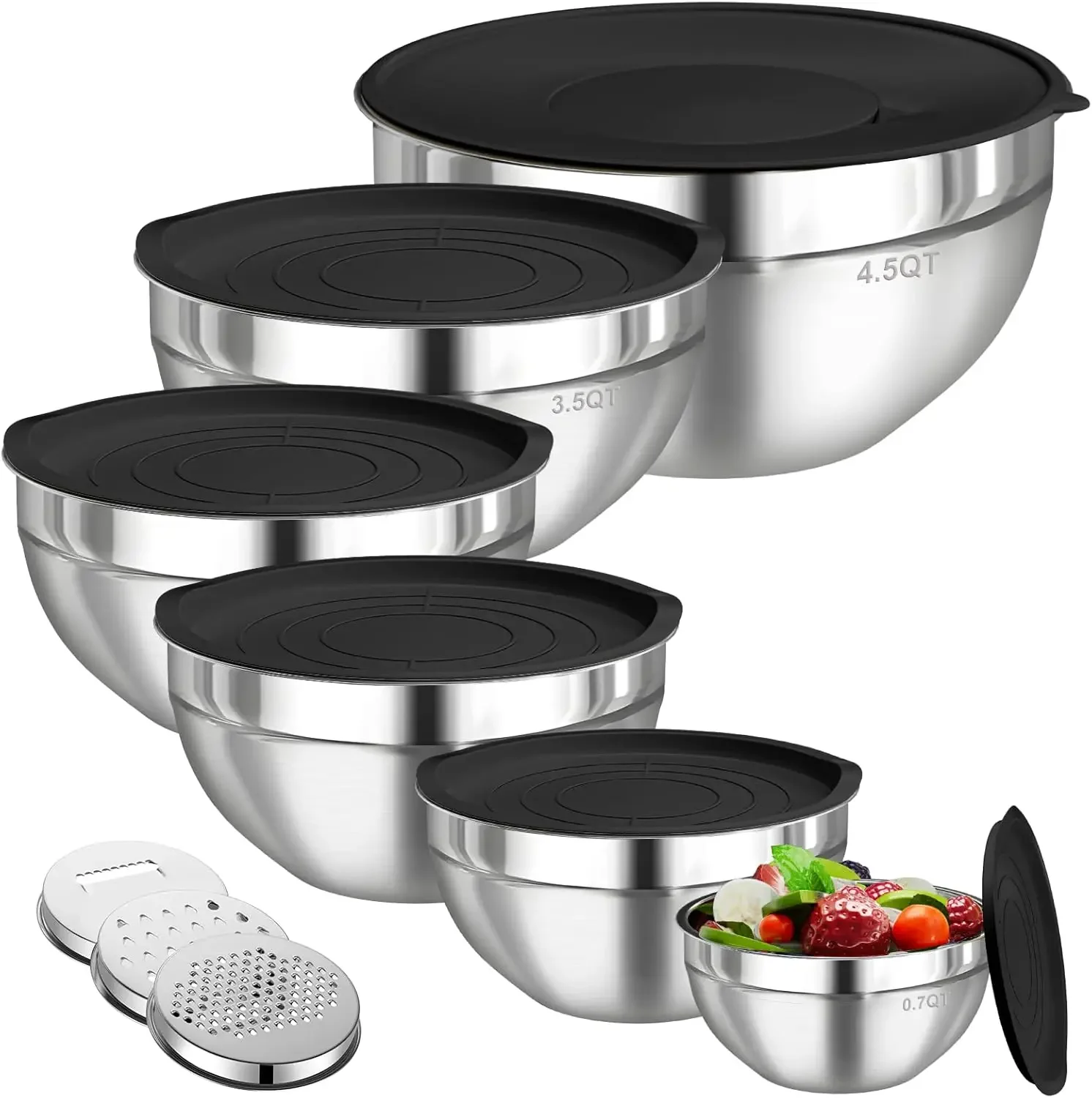Meal Prep Kitchen - 6Pcs Stainless Steel Mixing Bowls Set