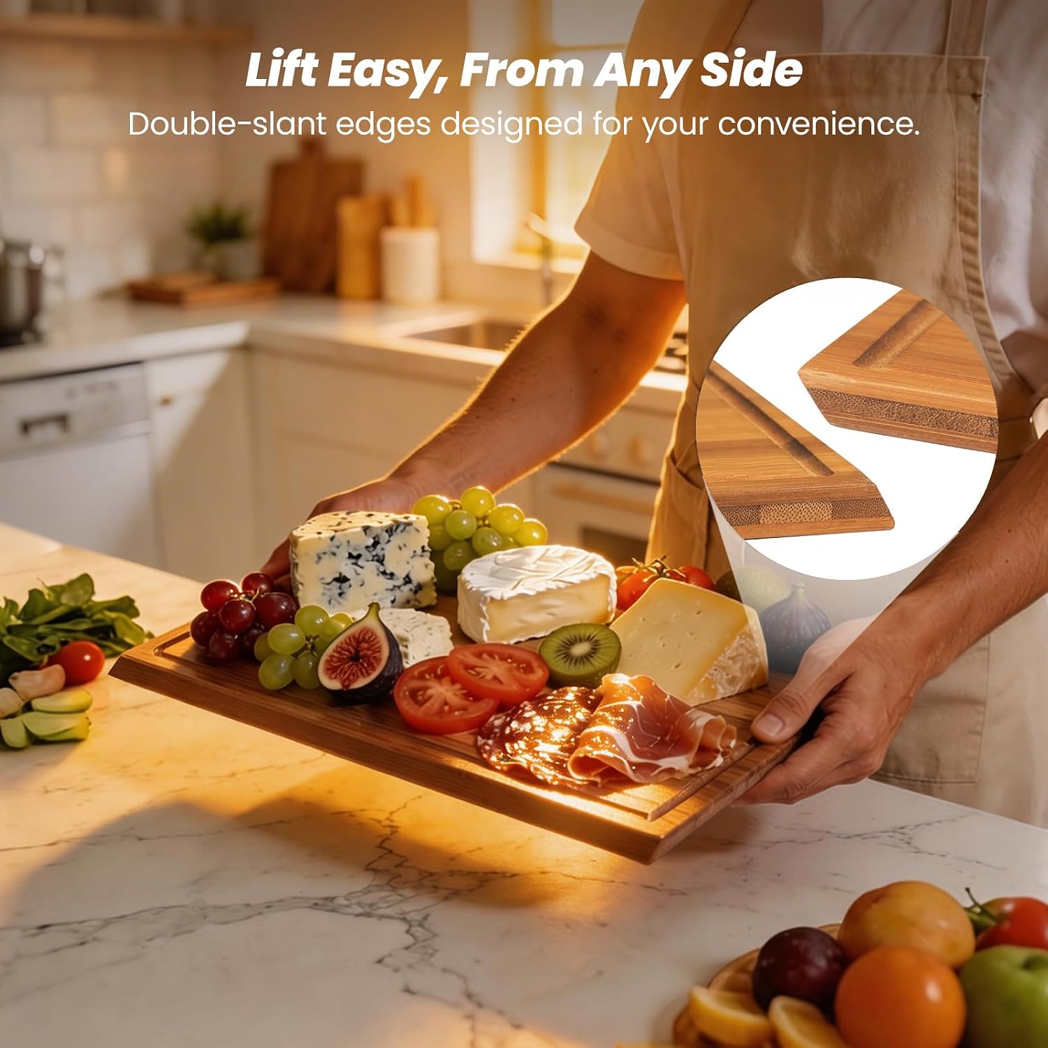 Bamboo Cutting Board Set With  - Meal Prep Cutting recension och pris