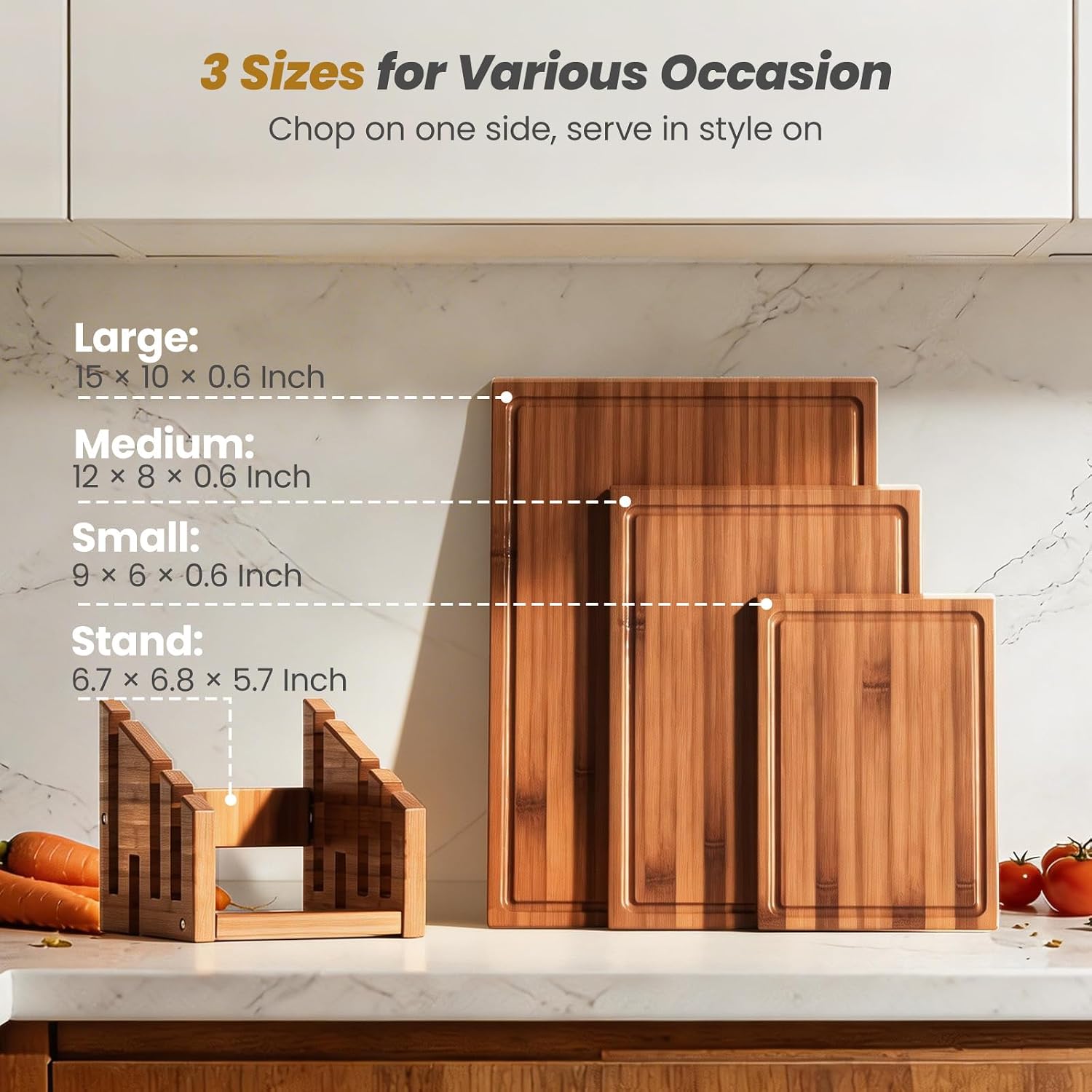 Bamboo Cutting Board Set With  - Meal Prep Cutting recension och pris