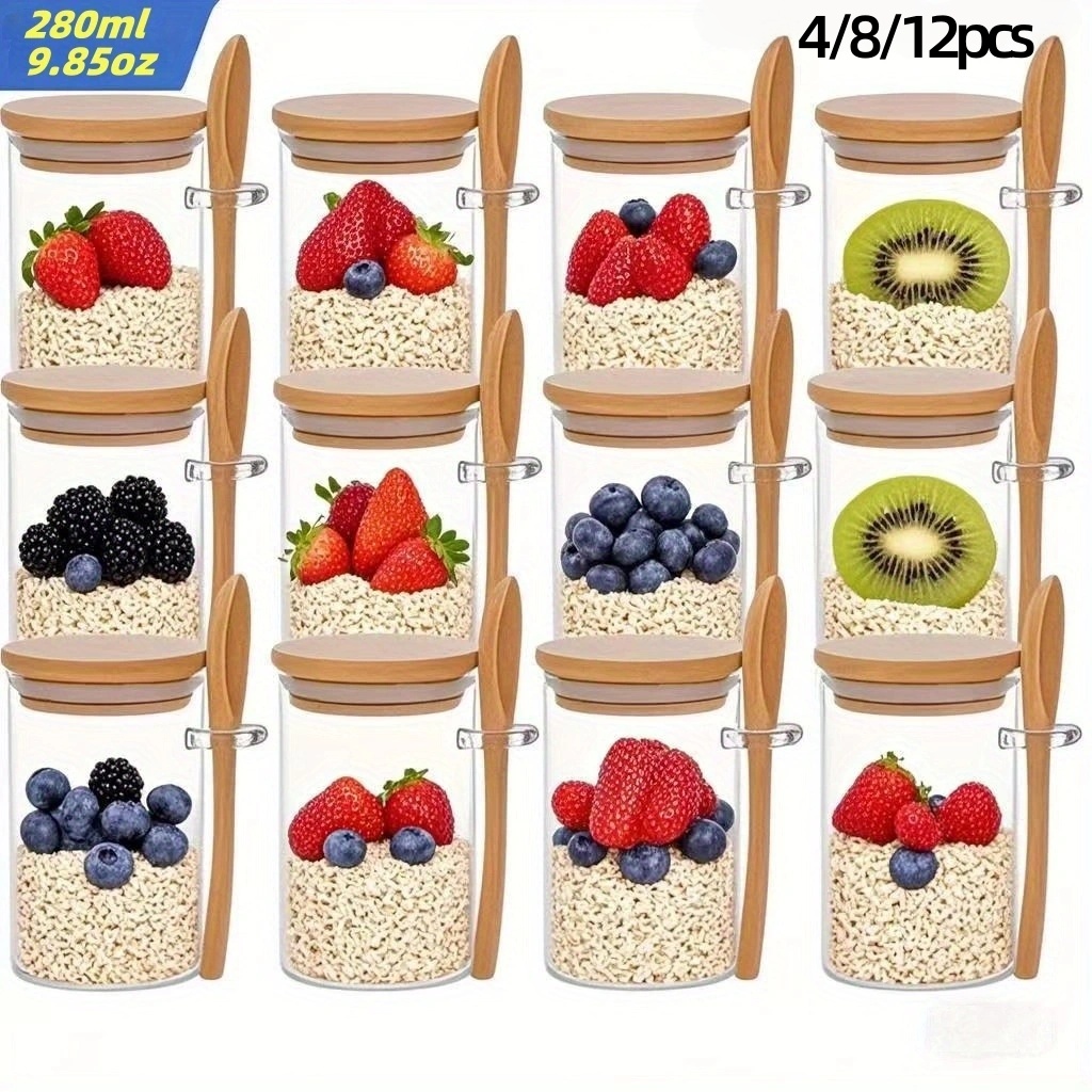 4/8/12Pcs, Oatmeal Breakfast C - Meal Prep Oatmeal Jars recension och pris