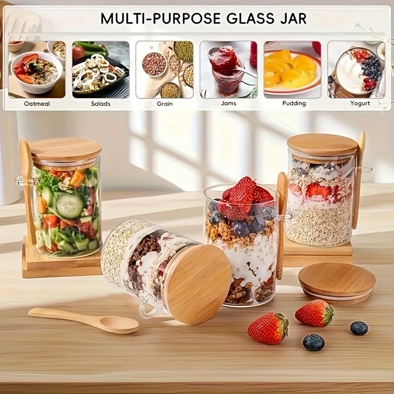 1/2/4/8Pcs Oatmeal Glass Cup S - Meal Prep Oatmeal Jars recension och pris